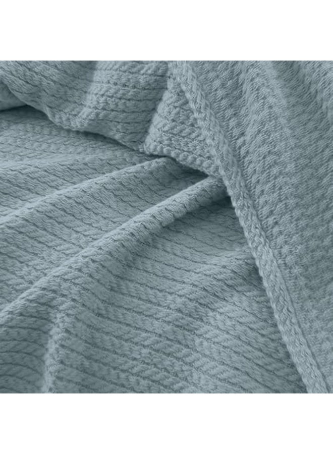 Relax Premium Egyptian Cotton Orchid Throw Blank Ultra Soft And Lightweight With Elegant Woven Design King Size 255 × 225 cm Perfect For Bed Sofa And Couch  Light Blue Color - Image 2